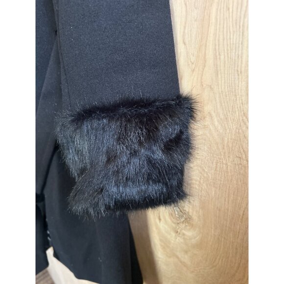 City Chic Black Coat Fluffe – Size 16 Faux Fur Cuff Belted Jacket NEW - Picture 6 of 16